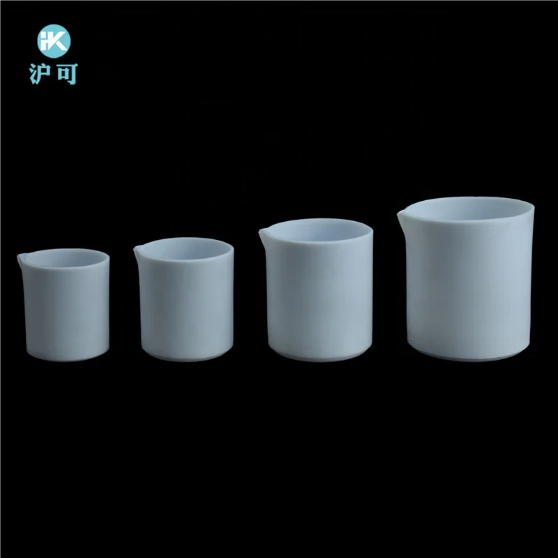 Huke Custom size100ml white No scale PTFE plastic beaker cups with spout