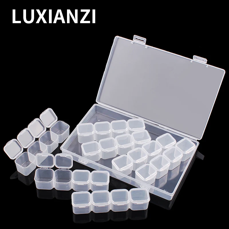 LUXIANZI 29/56 Grids Transparent Plastic Storage Box Dustproof Portable For Jewelry Plastic Organizer Case