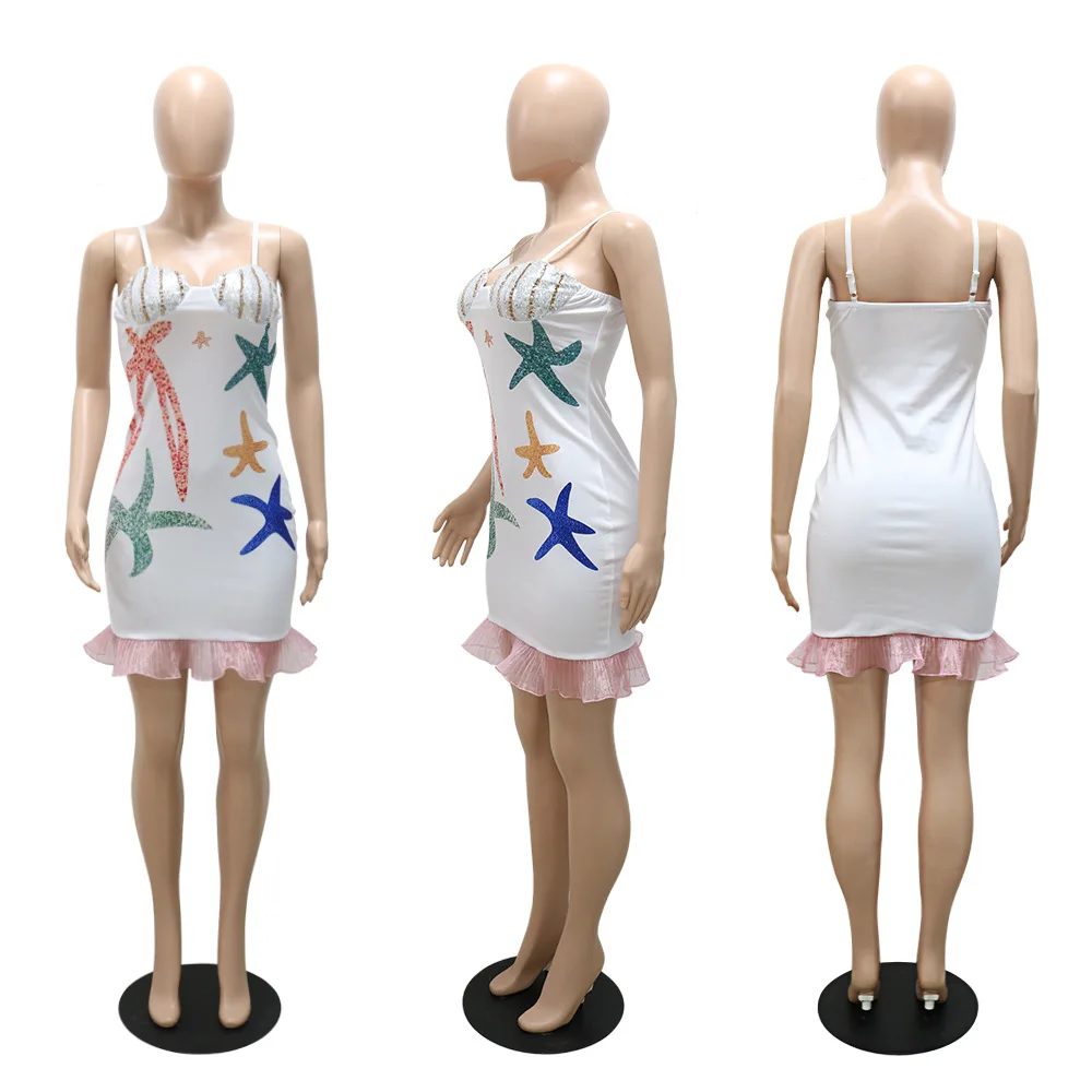 Sharee Clothing Ins Style Lace Slip Bodycon Mini Sequin Dress Sleeveless Sexy Night Club Dresses