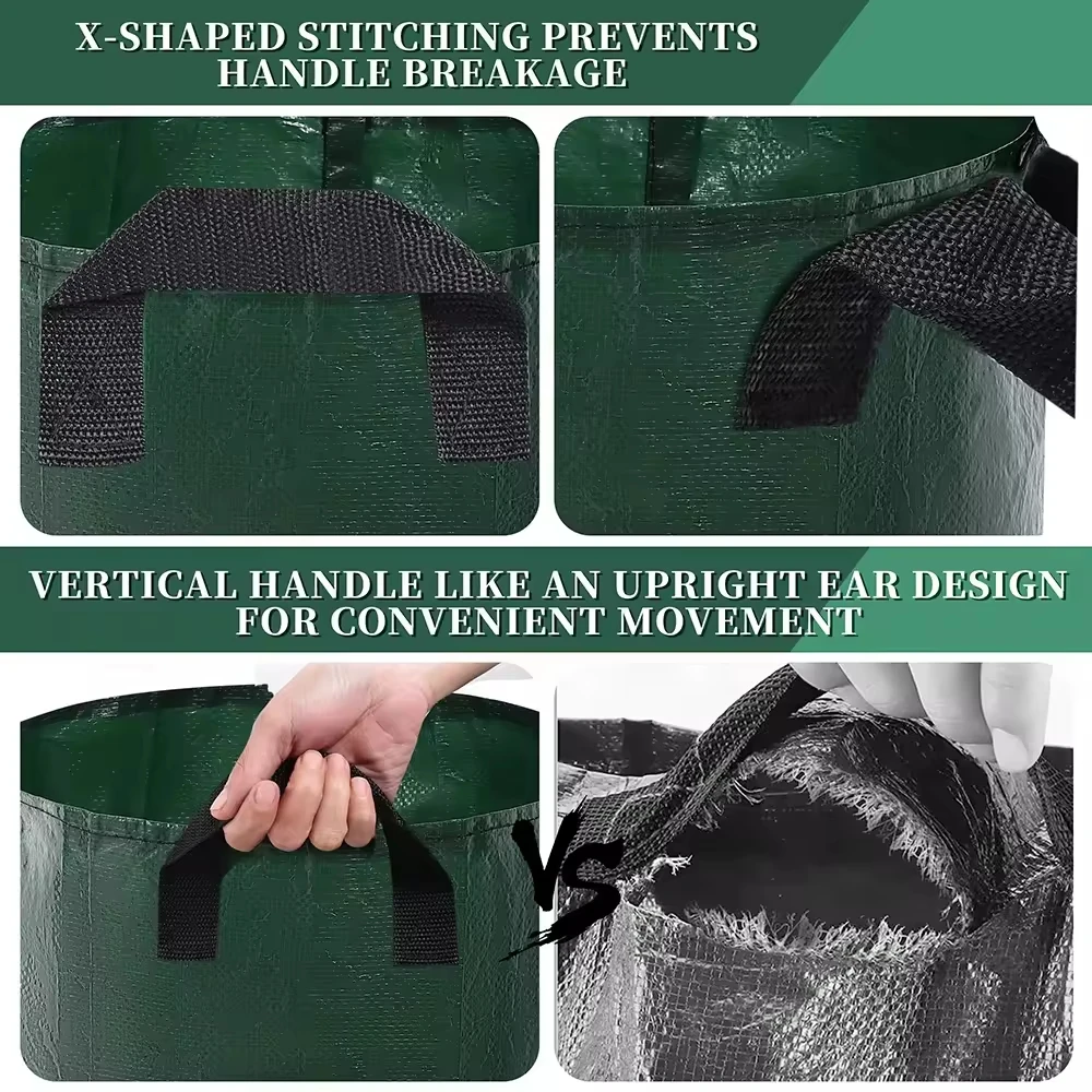 Potato Grow Bags 4 Pack 10 Gallon with Flap and Handles Planter Pots for Onion Fruits Tomato Carrot - Green