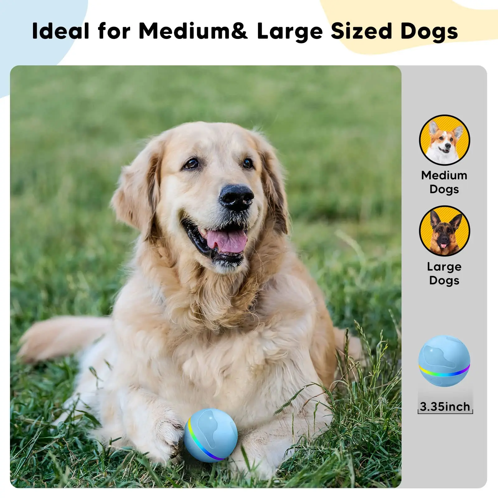 Petdom Automatic Wicked Ball for Dogs with Motion Activated USB Rechargeable Interactive Dog Ball Toys