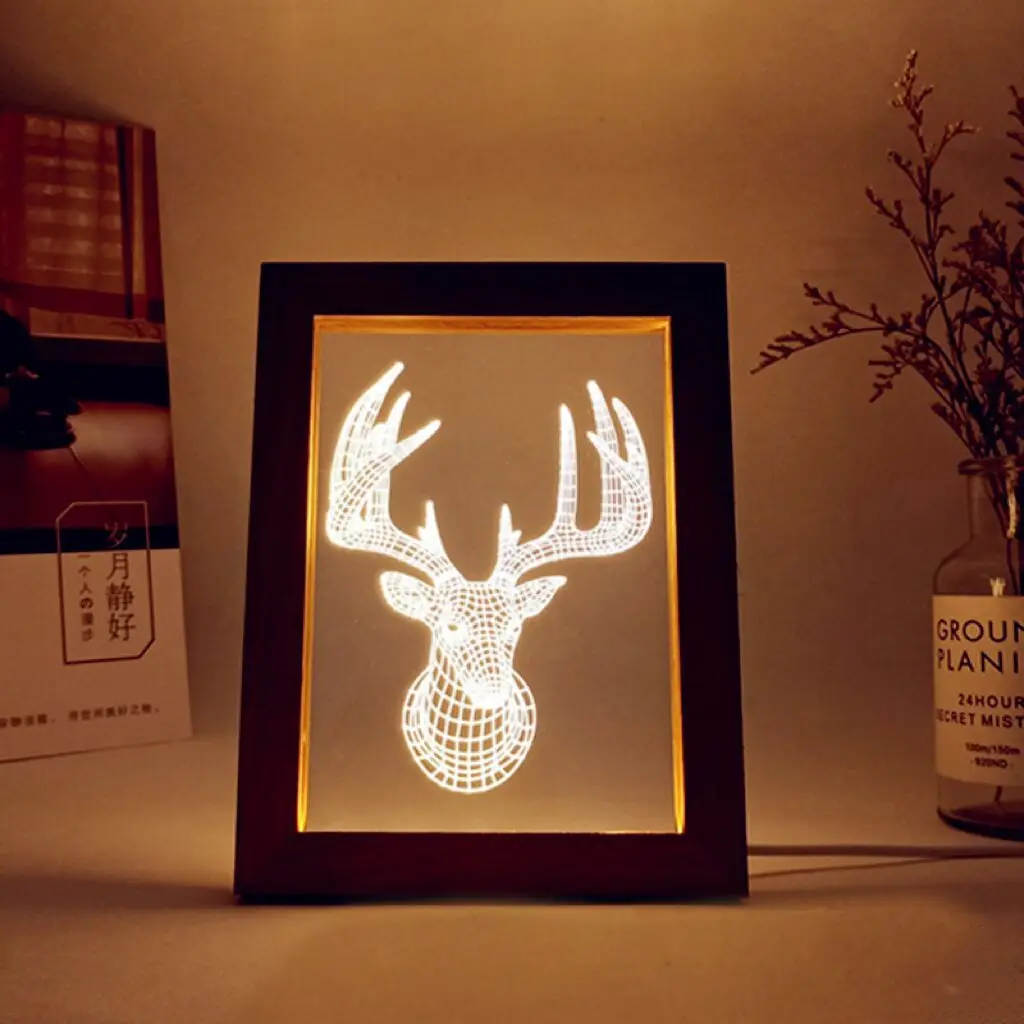 Hot Sale Personalized Gifts Wooden Picture Diy Acrylic 3d Night Light Led Photo Frame lights