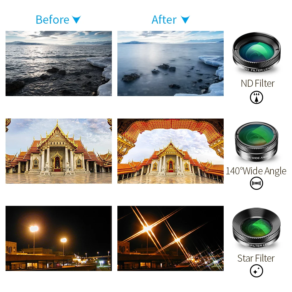 APEXEL Professional Photography Phone Camera 4K HD 25X Macro Lens Wide Angle Lens Kit for Diamond Jewelry Smartphone