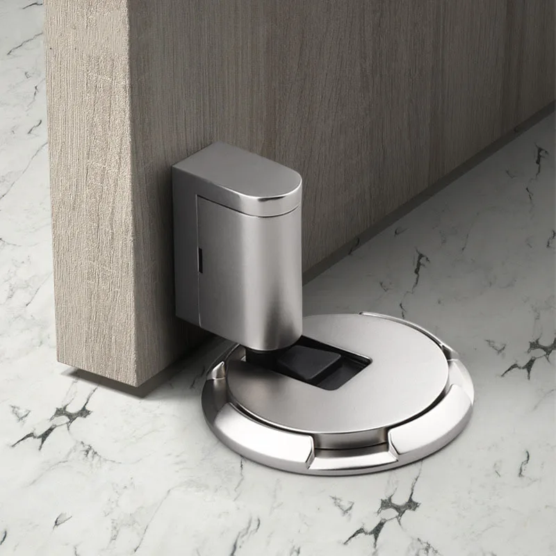 Modern Zinc Alloy Floor Mounted Door Stopper No Magnetic Windproof Stopper Silent Invisible Non Perforated Door Holder