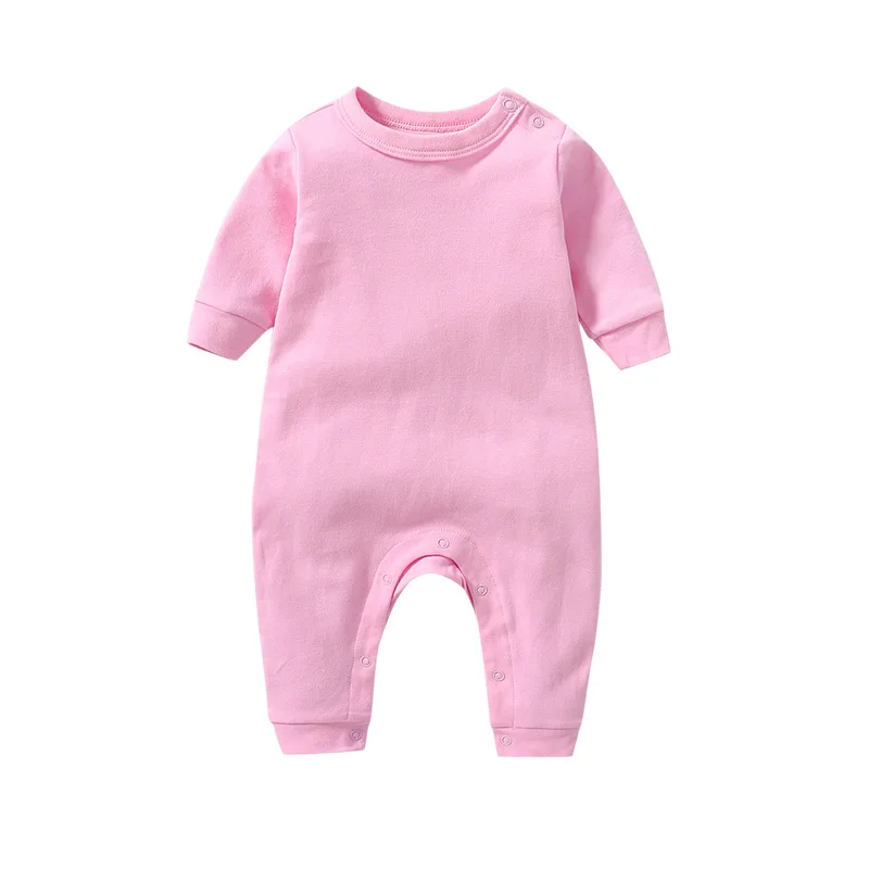 DYB Customized Spring Infant Solid Color Frogsuit Long Sleeve Romper Toddler Baby 100% Cotton Clothes Factory Direct Sales