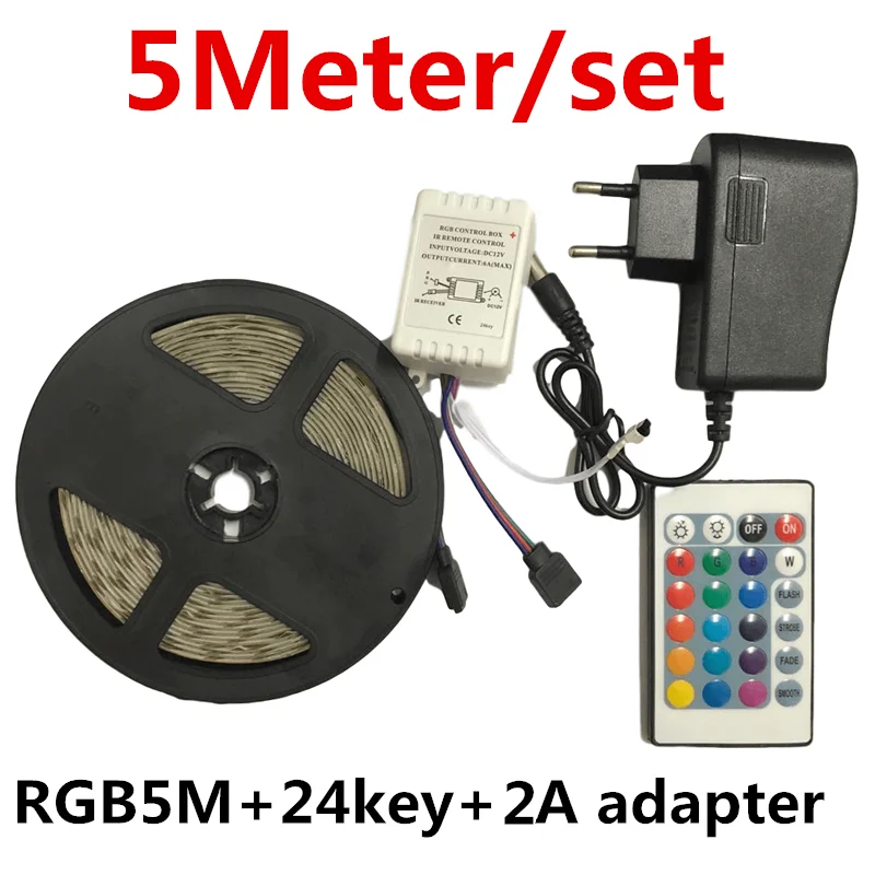 Светодиодная лента 2835RGB, набор световых полос с 24 кнопками, цветная меняющая цвет световая лента для украшения