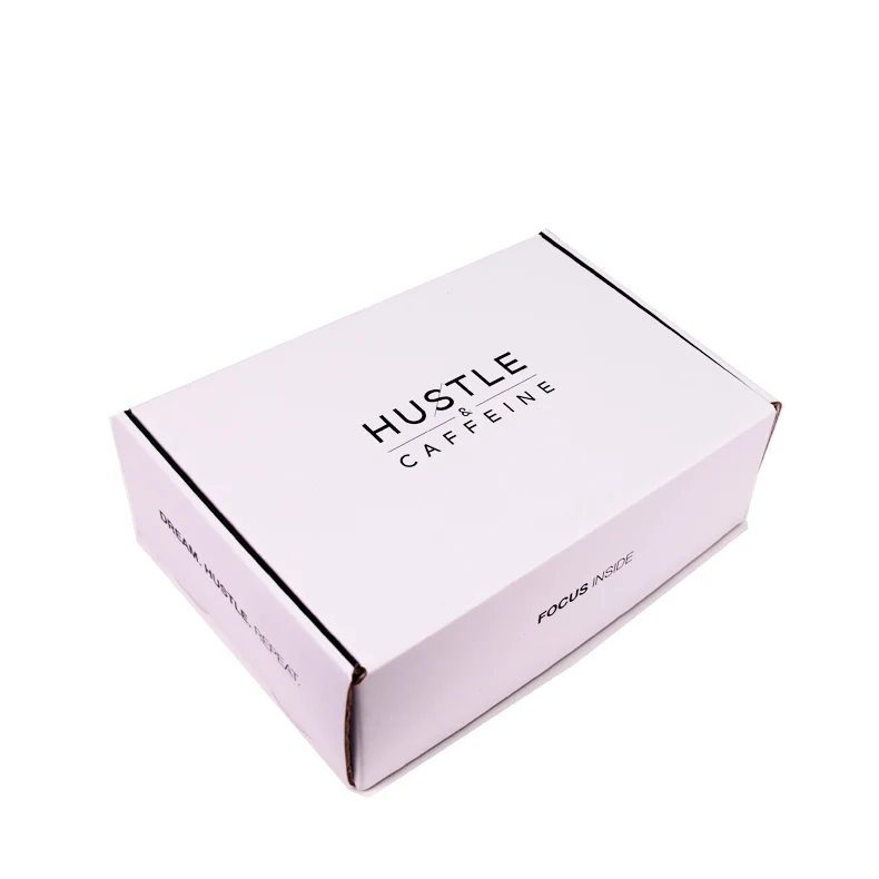 Custom Printed E Commerce delivery Packaging Box Flute Corrugated Cardboard Tab Locking White Mailer Box
