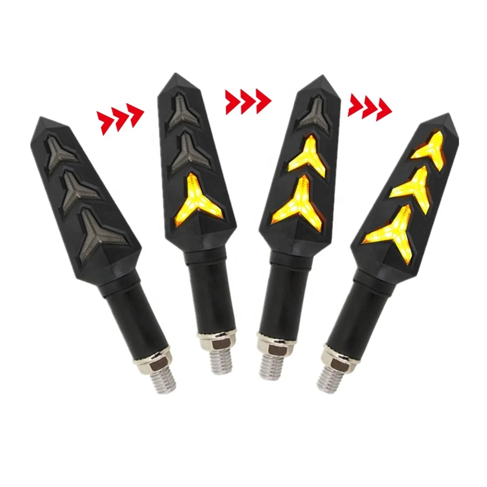 Waterproof Rear Amber Bike Indicators 12V DRL Sequential LED Turn Signal Strip Lights for Motorcycles