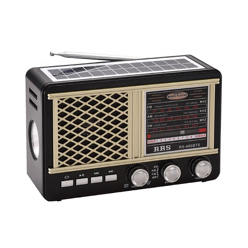 
SG-660bts manufacture am fm sw multi band radio with blue teeth torch solar panel usb mp3 player 
