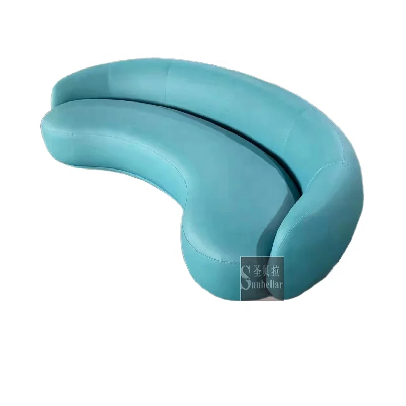 modern luxury leather curved sofa minimalist moon shape velvet lobby hotel large Nordic contemporary sofa for fashionable shop