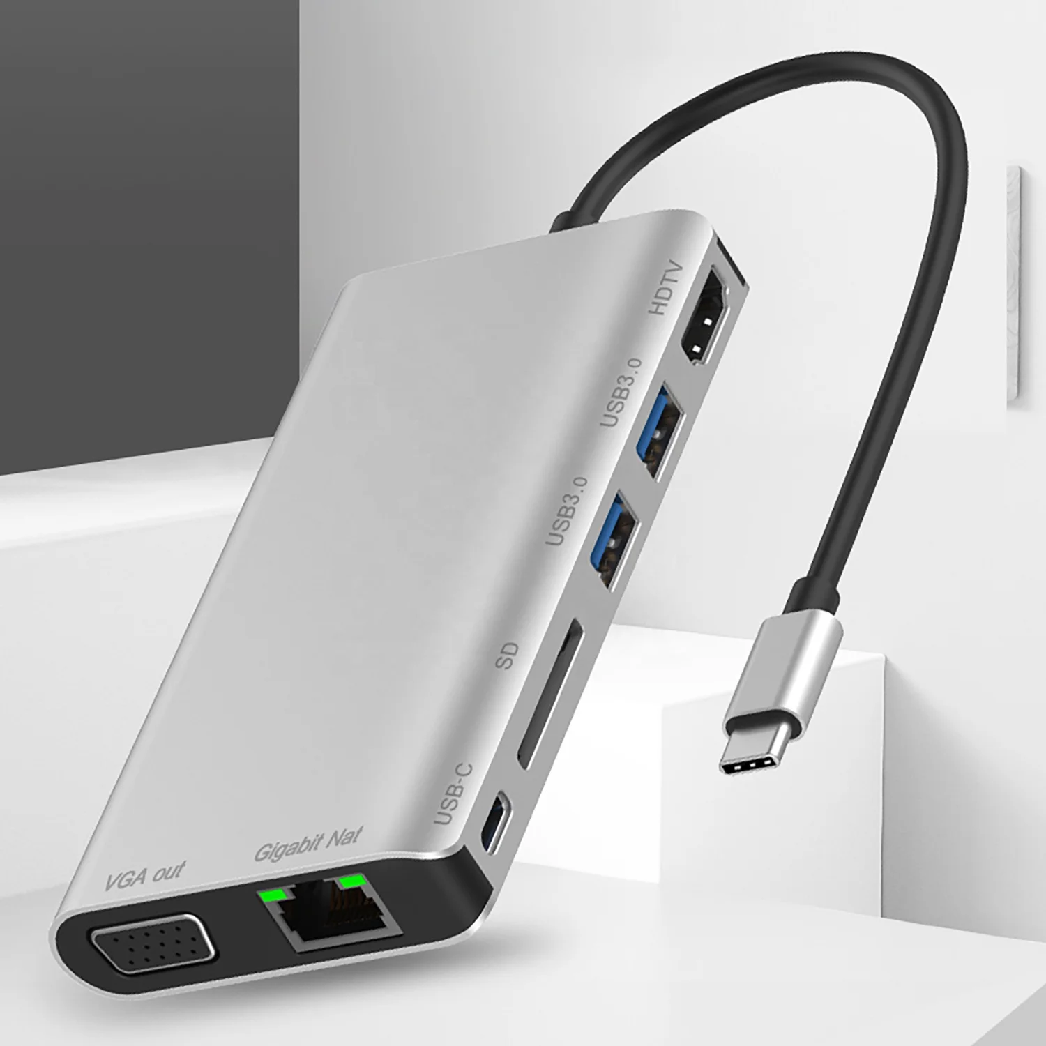  7 в 1 адаптер типа c концентратор USB C USB3.1 для HDMI 2 * 3 0 SD карта с RJ45 и