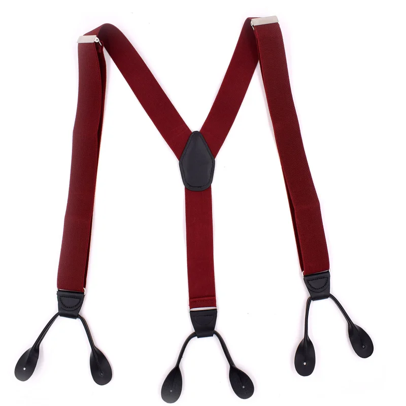 HZO-22036 Suspender 6 Clips Mens Braces Black Belt Button New Suspenders For Men