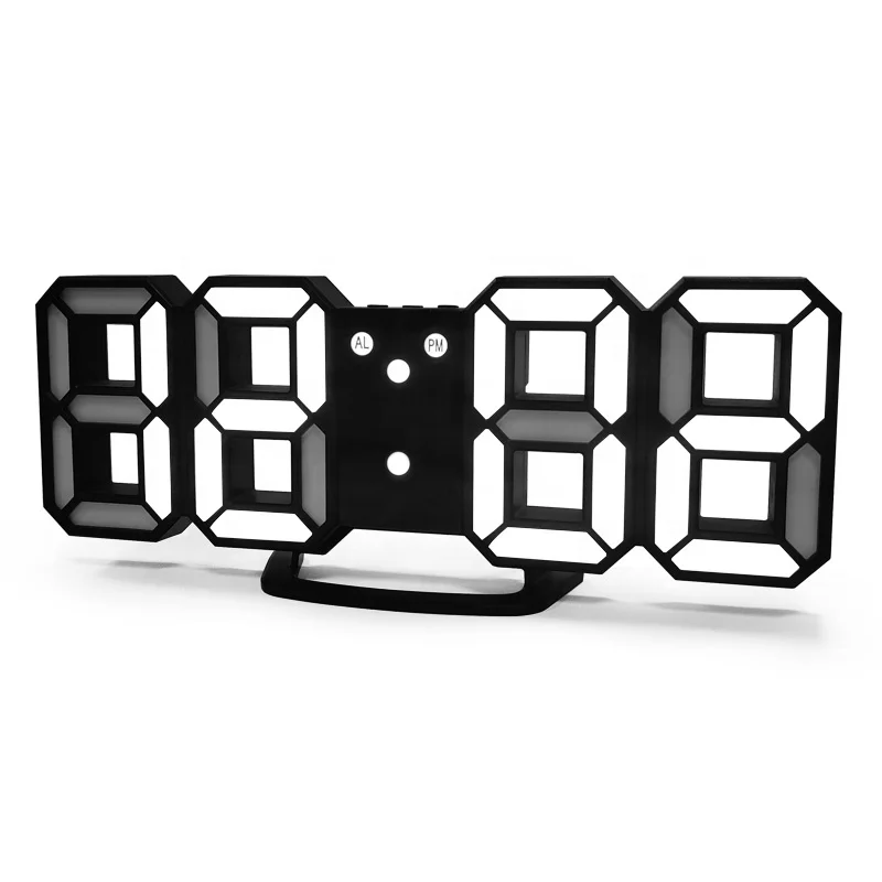 2023 Korea No. 1 Hot Sale Ins Modern Home Decor 3 Light Levels Table Wall Table Korea LED 3D Alarm Clock Wall 3D Led Clock