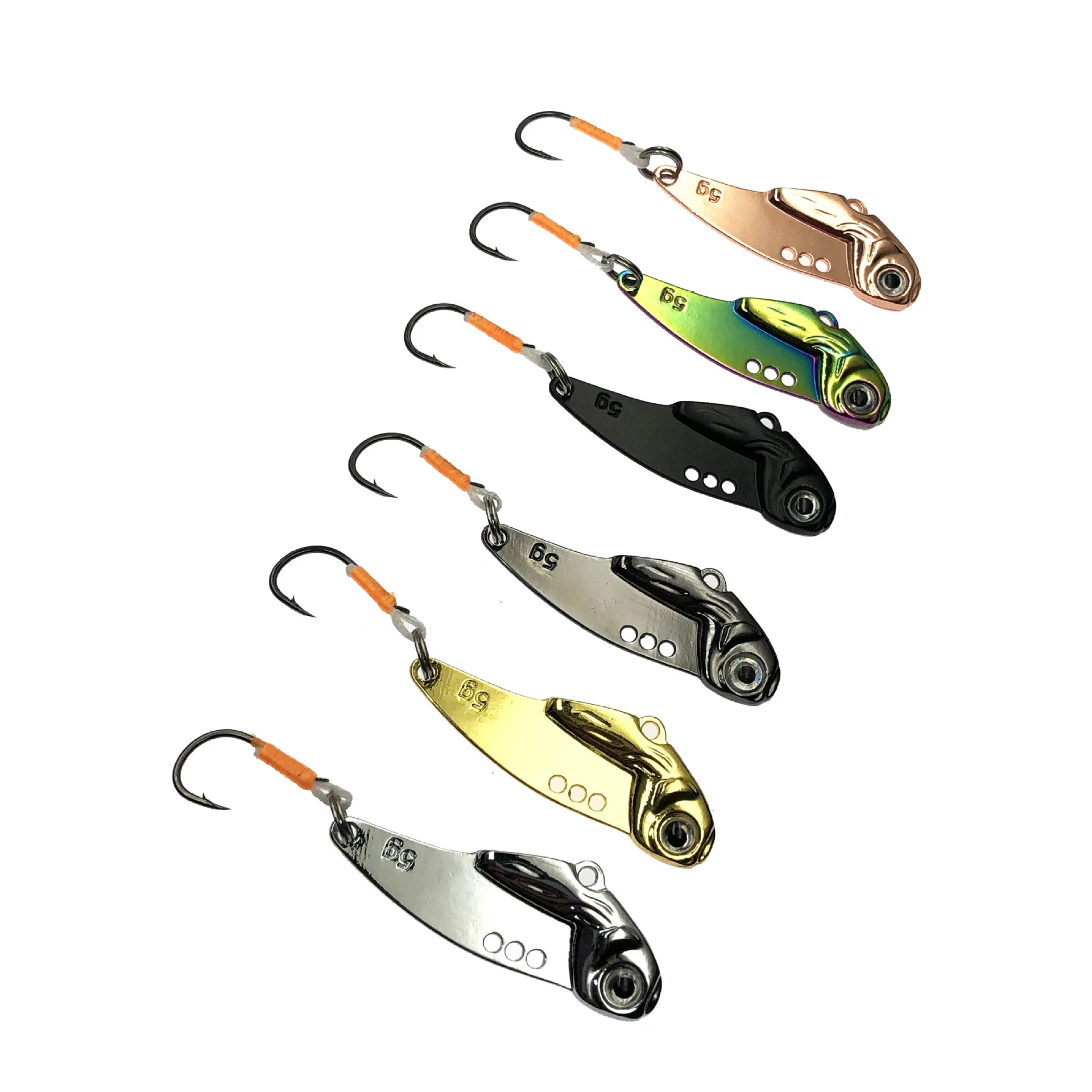 VIB 2.5/3.5/5/7g Sequin Fish Hook Artificial Hard Bait Fresh Water Stream Single Hook Metal Topper Perch