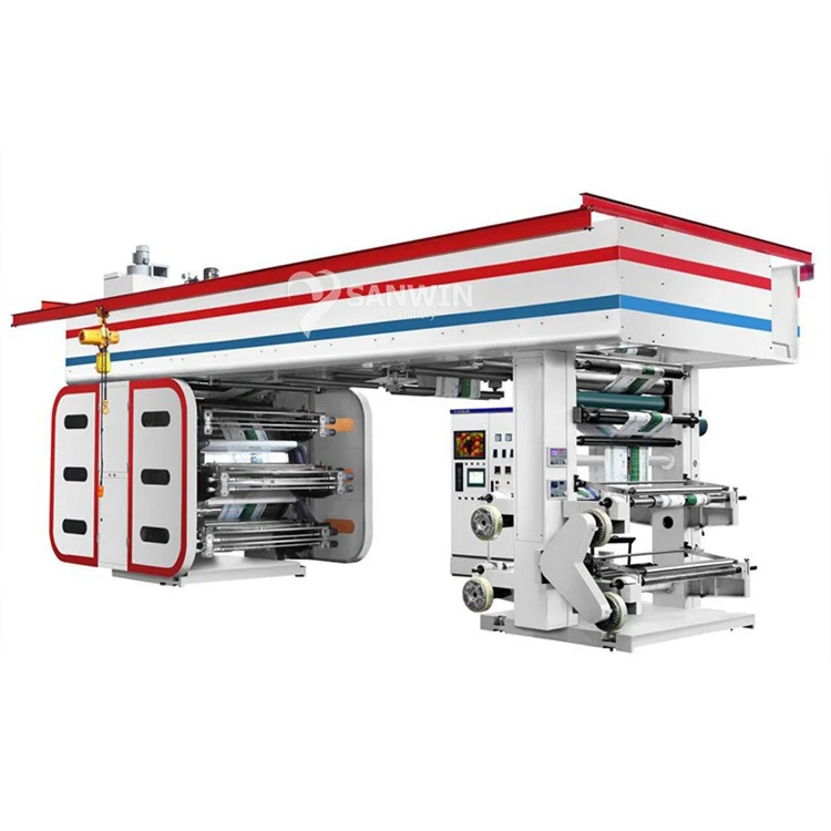 
High speed 6 Colores CI Type plastic t-shirt bag roll to roll Flexo Printing Machine 