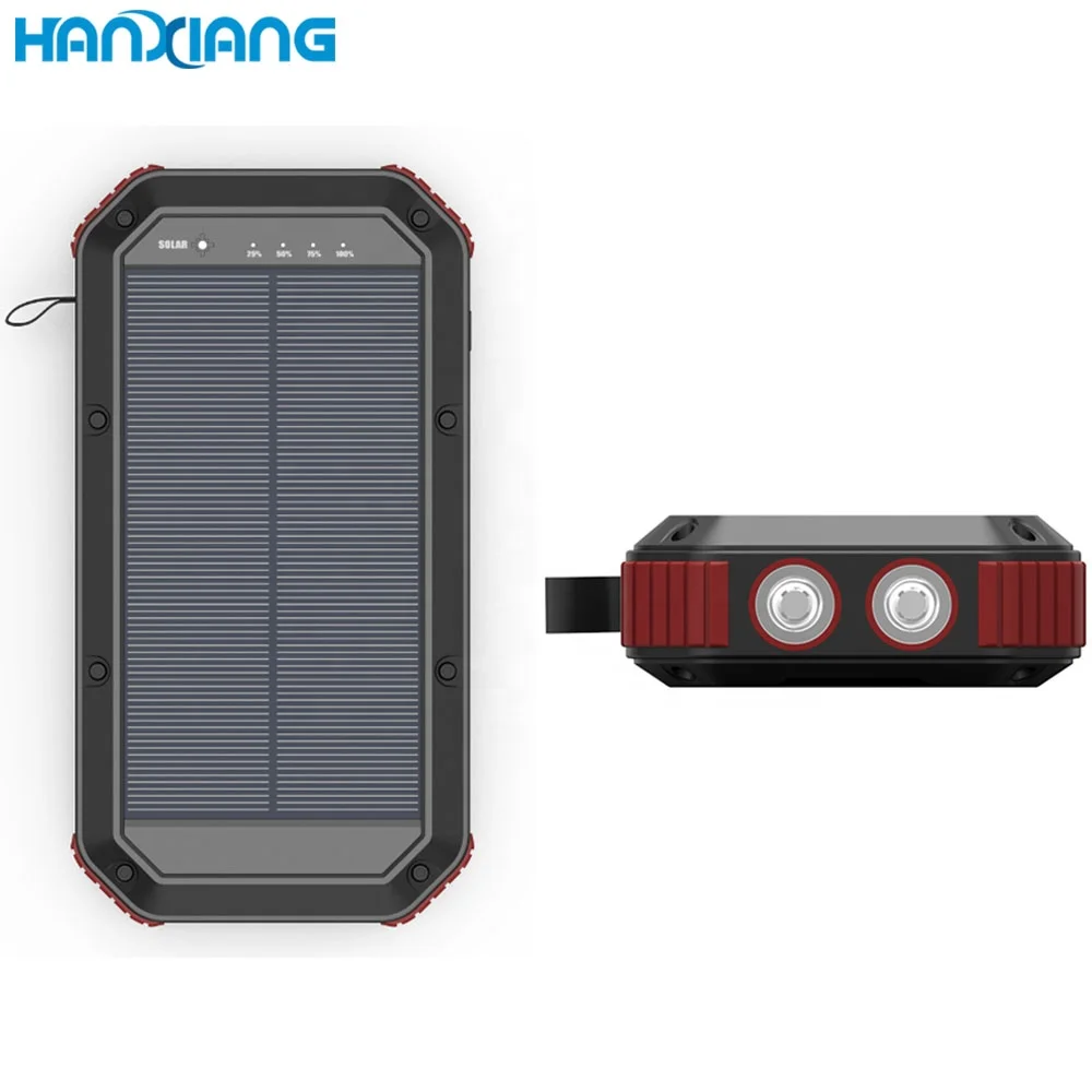 Unique Products To Sell Portable QC3.0 PD Type C Fast 4 USB Flashlight Solar Charger 30000mAh Power Bank for Outdoors Camping