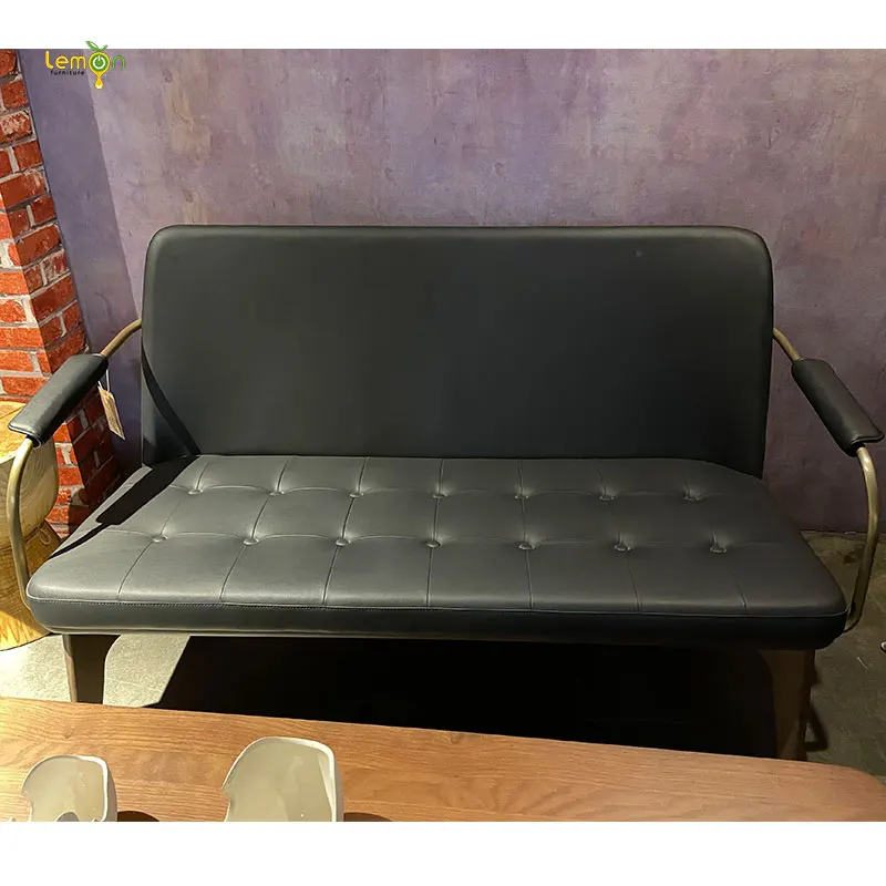 Modern Luxury Leather Studio Couch Apartment 2S Sofa Seater With Wood Legs