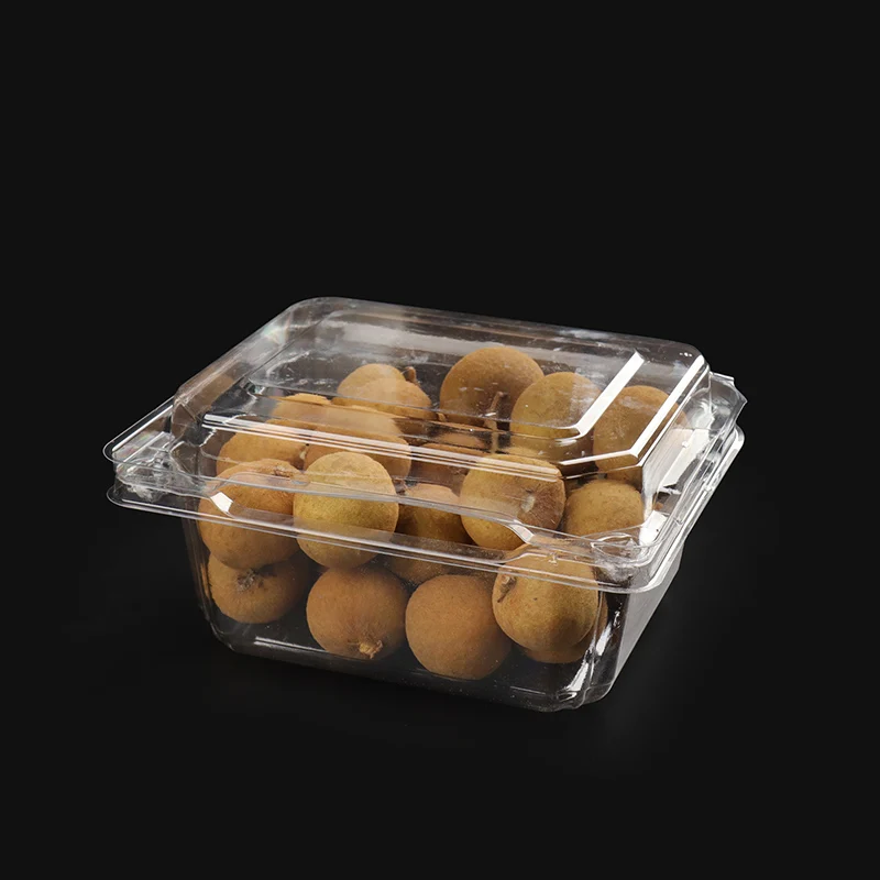 Factory Price Food Fruit Containers Transparent Pet Plastic Blister Box Clamshell Litchi Grape Box Packaging With Lid