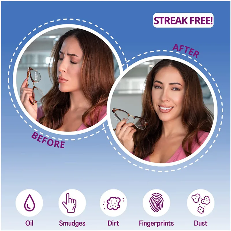 Wholesale OEM 2 In 1 Spray And Cloth Sunglasses Eyeglasses Streak-Free Lens Cleaner Spray Kit