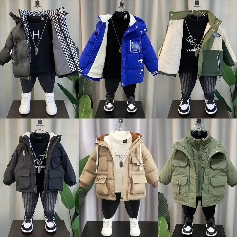 Wholesale Thick Hooded Jackets for Kids Child Autumn Baby Coats Winter Warm Comfortable Jacket Boys