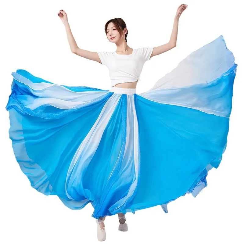 Women Lyrical Dance Skirt Long Ballet Wrap Skirt Flowy Maxi Skirts