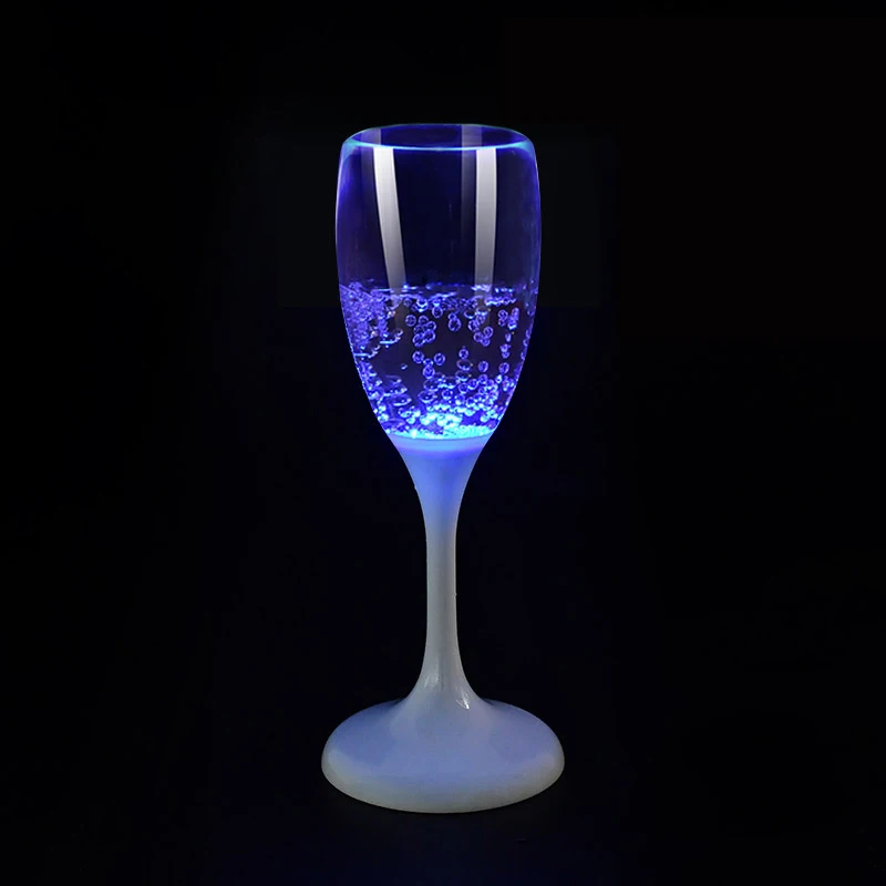 BST Wholesale Customized Logo LED champagne Glasses Luminous Glass Cup for Party Decorations