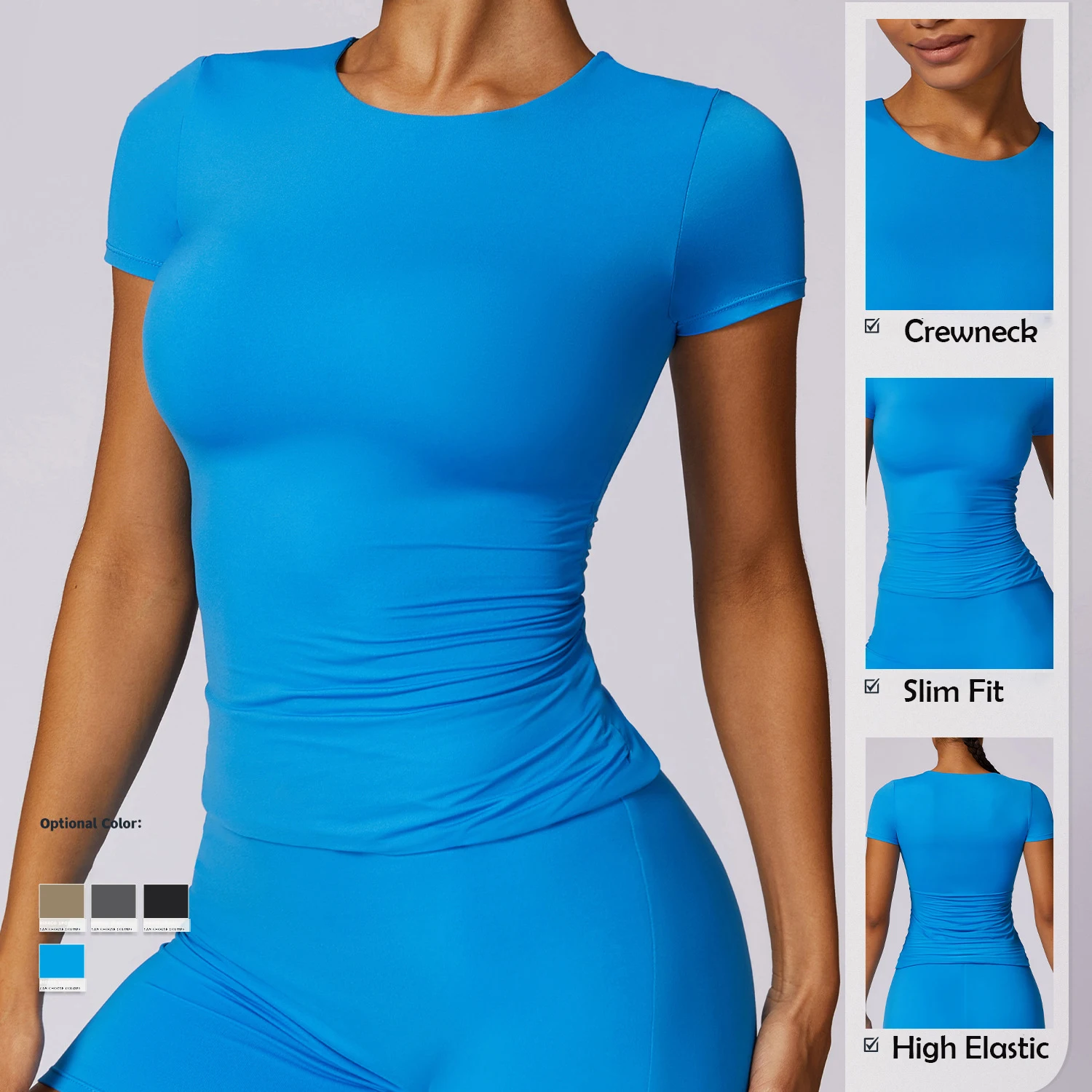 Custom Short Sleeve Sport Gym Wear Slim Fit Workout Yoga Top High Quality Tee Crew Neck Tight Outdoor Running T Shirts For Women