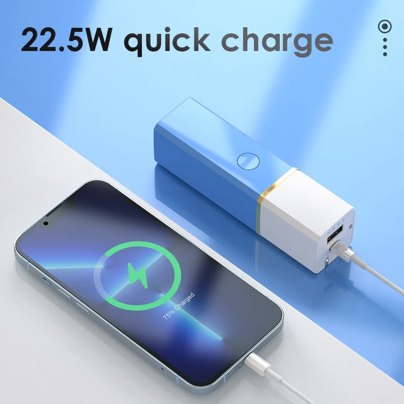 New Multifunctional Flashlight Mini Power Bank Folding Plug Qc3.0 Fast Charging Large Capacity Pd22.5w 5000ma Power Bank Charger