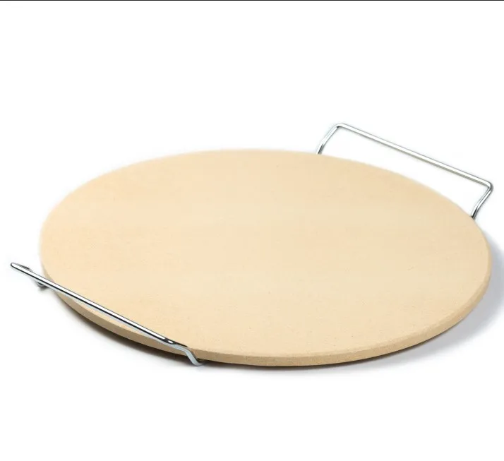 Cordierite pizza & bread baking stone with rack for oven and grill