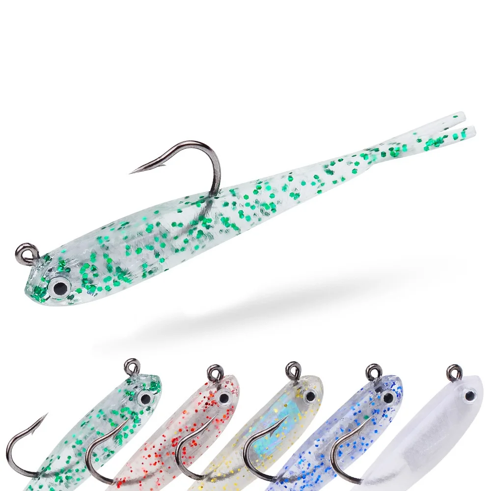 JETSHARK Wholesale 70mm Bionic T-Tail Soft Fishing Lure With 3D Lighting Eye For Saltwater Fishing Salmon Snapper Sea Bass