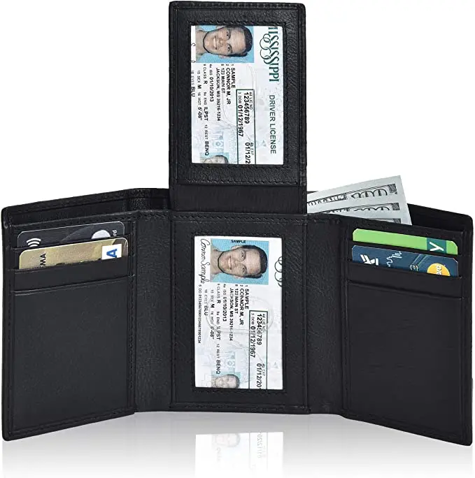 Hot Sale leather card holder wallet fashionable mens wallet rfid custom travel wallet for men