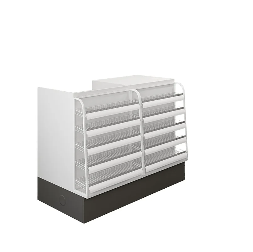 Convenience store supermarket metal cashier table is practical and fast supermarket cashier