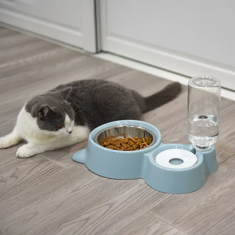 Double Bowl Pets Food Water Feeder Dispenser Distribution Easy Removal Eco-friendly for Pet Dishwasher Safe Stability