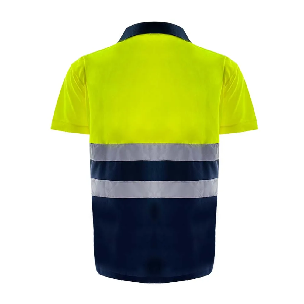 HCSP Men Yellow Contrast Black Polo Safety Shirts with Reflective Strips
