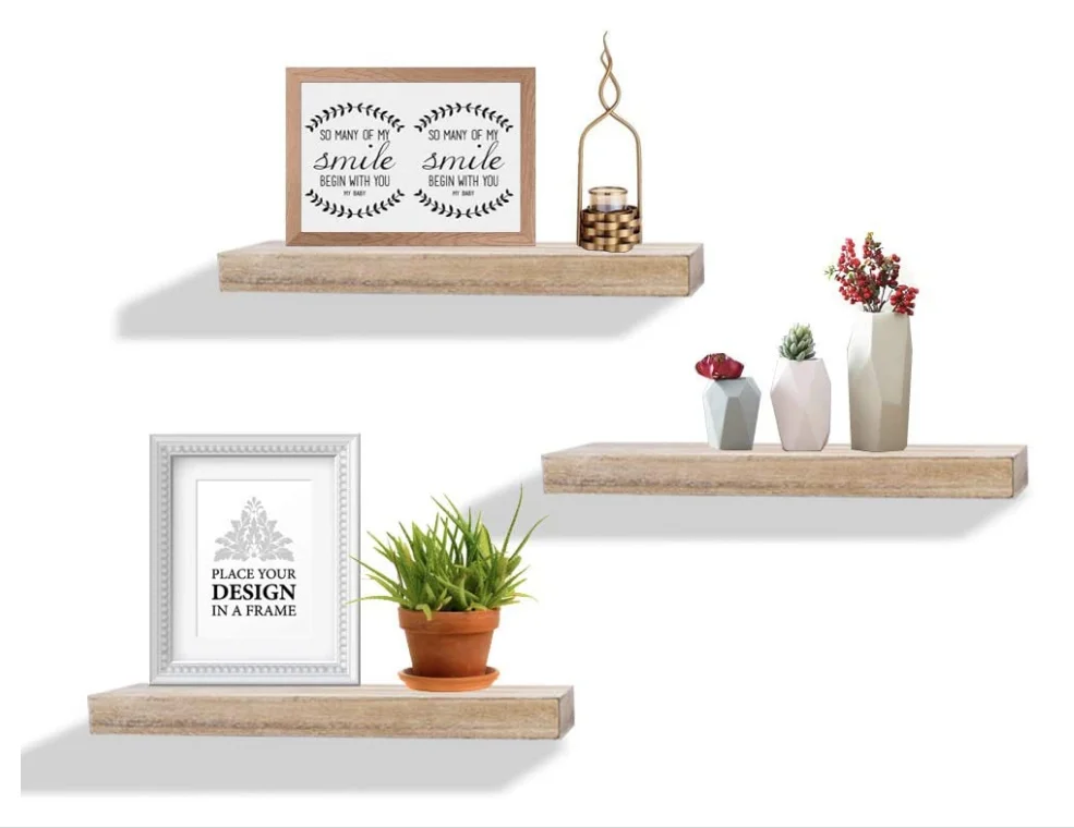 Factory direct sales modern style creative wooden wall shelf natural wall shelf