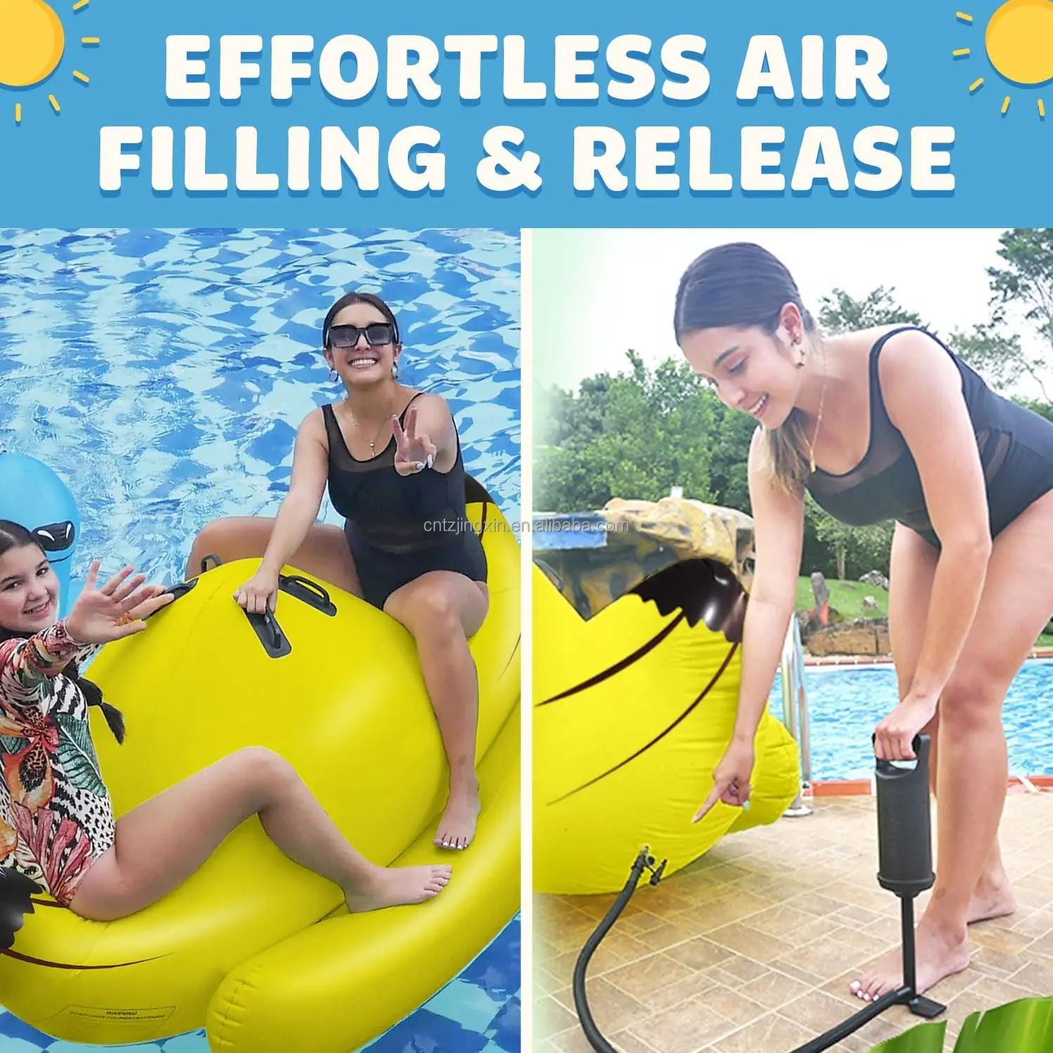 Factory Custom PVC Inflatable Banana Pool Pontoon Adult Kids Large Pool Toys Water Park Summer Party Outdoor Sports