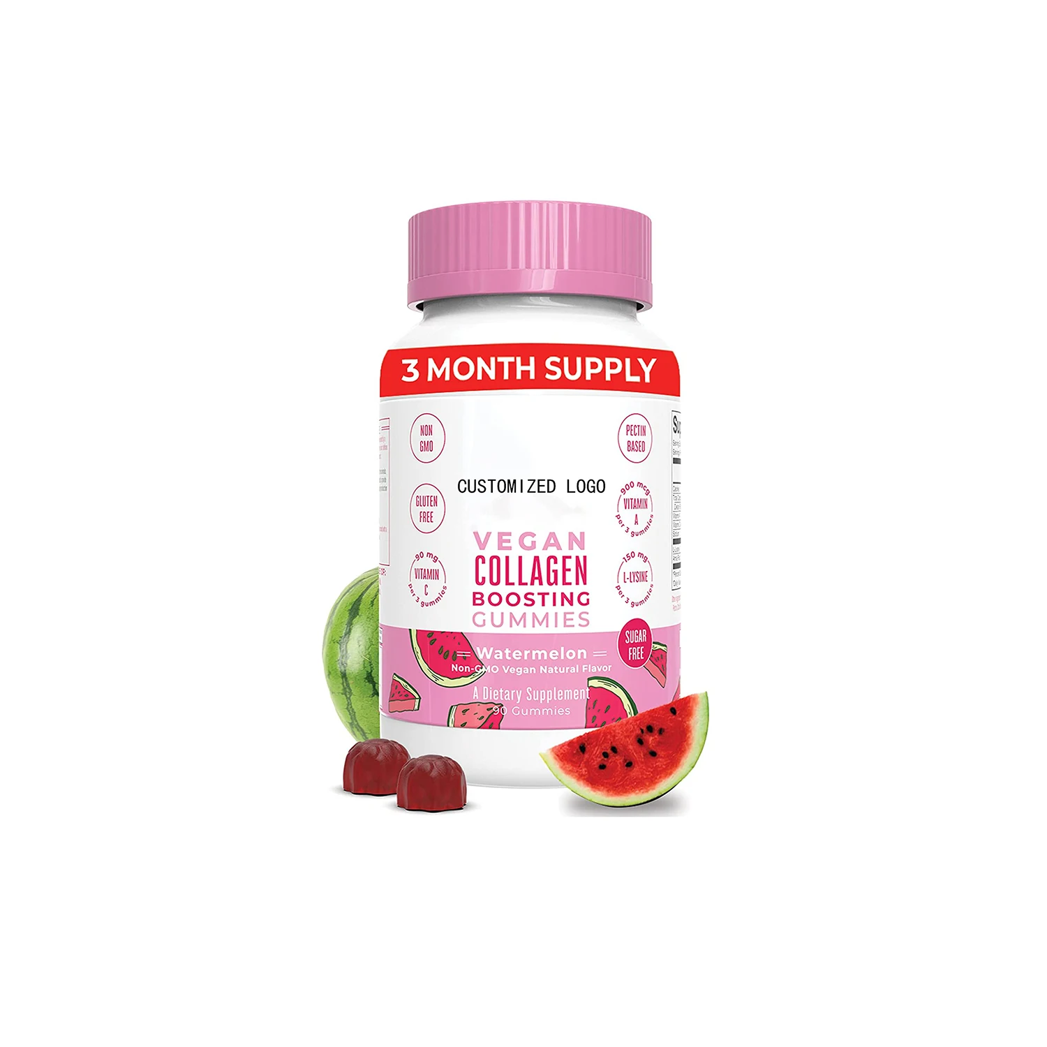 Vegan Collagen Boosting Gummies for Hair Skin Nail Health by 3 Month Supply Plant Based Supplement Lysine Vitamin A C