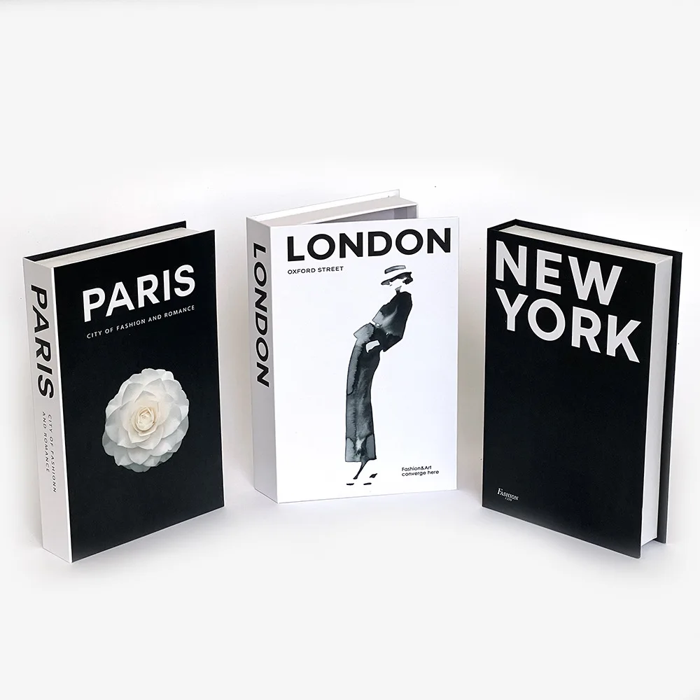New Arrival London Paris New York Fashion Openable Faux Books For Decorating Boxes Empty Open Storage Decorative Dummy Books Hom