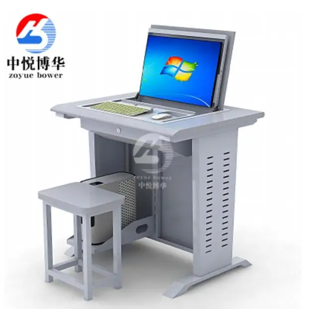 Multimedia Classroom Flip Computer Desk Flip Up LCD Monitor Training Classroom Desk Table Host External