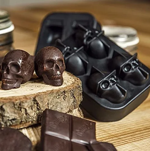 4 Cavity extra large 3d skull ice cube mold silicone ice mold