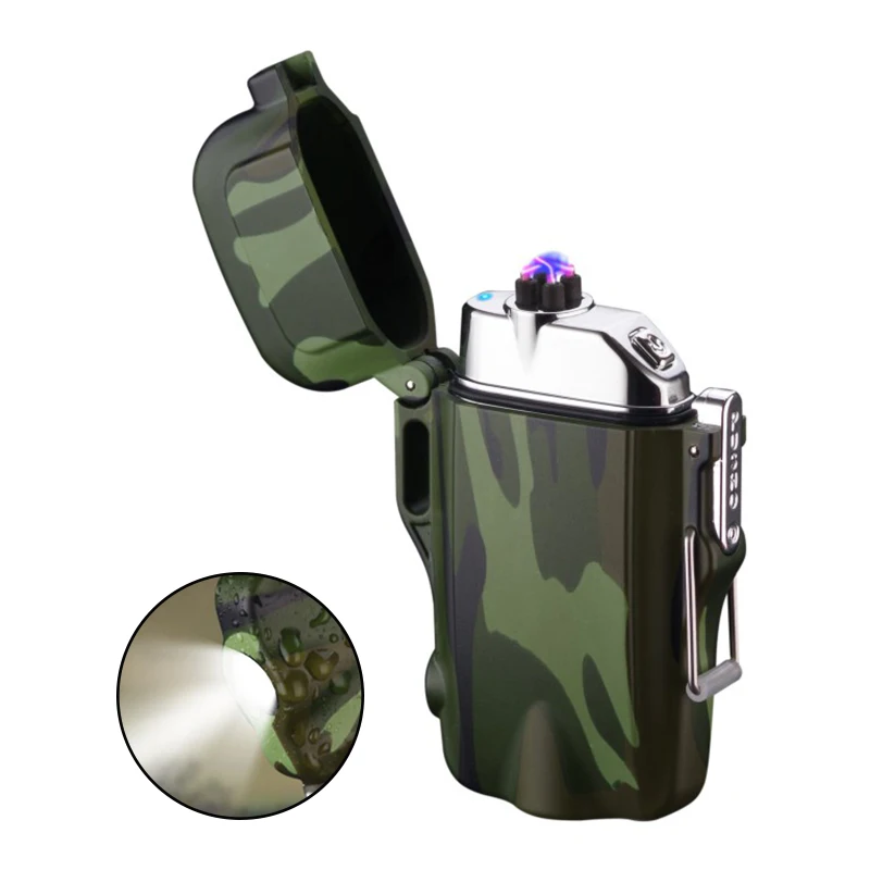 High quality outdoor reusable usb rechargeable lighter with flashlight
