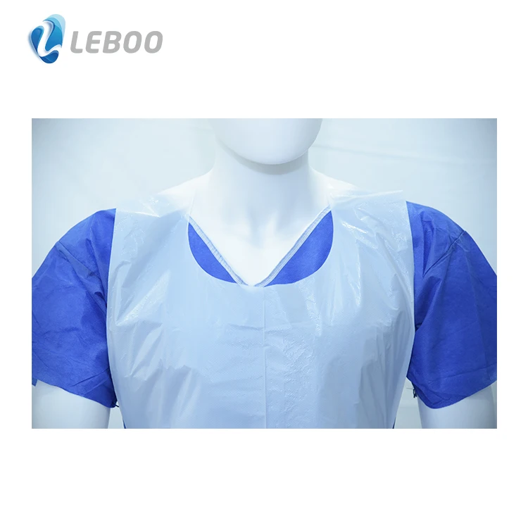 Leboo Disposable Blocked LDPE Apron with hole for food processing white