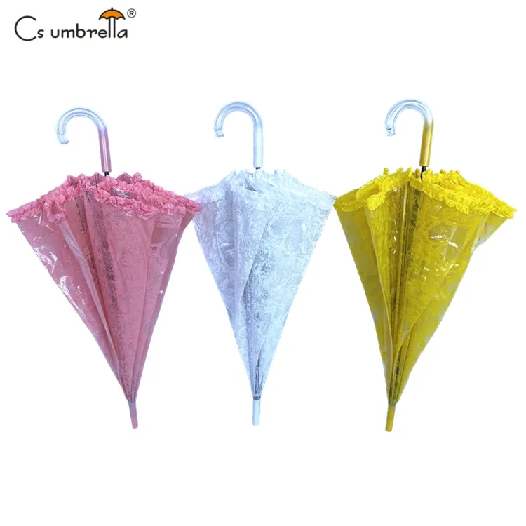 YS-1075 High Quality Custom Printing Waterproof  Auto Open And Manual Close Straight Lace And Ruffle Straight POE Umbrella