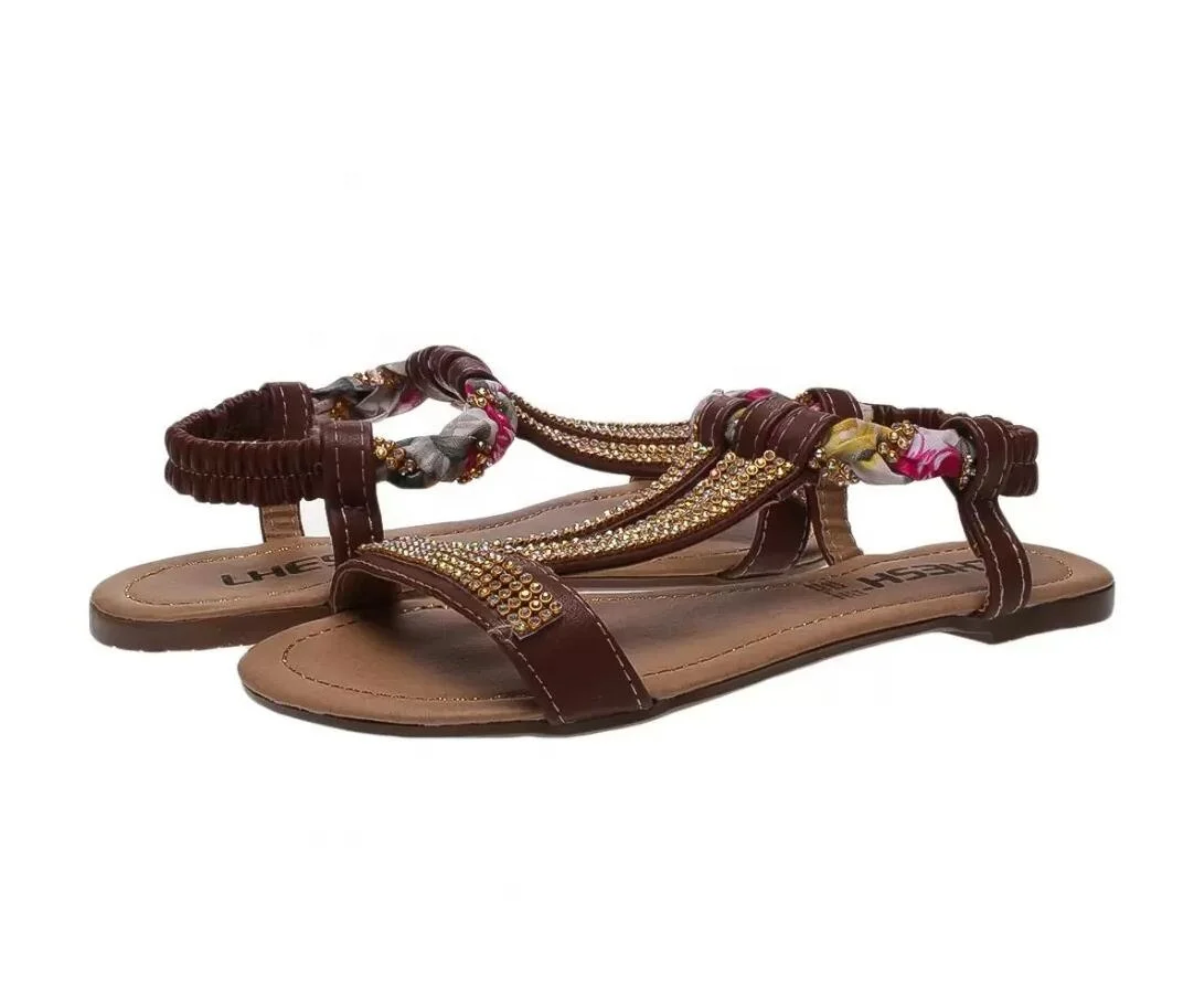 2024 new latest fashion open toe women T-strap sandals ladies summer flat sandals