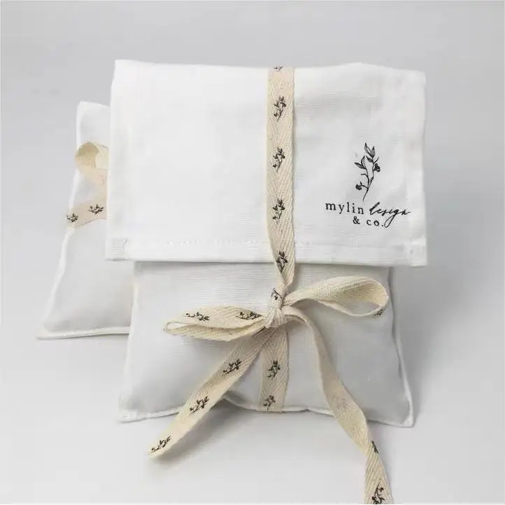 Custom Logo Printed Cotton Canvas Envelope Dust Pouch For Cloth Handbag Packing Natural Flap Canvas Gift Dust Bag