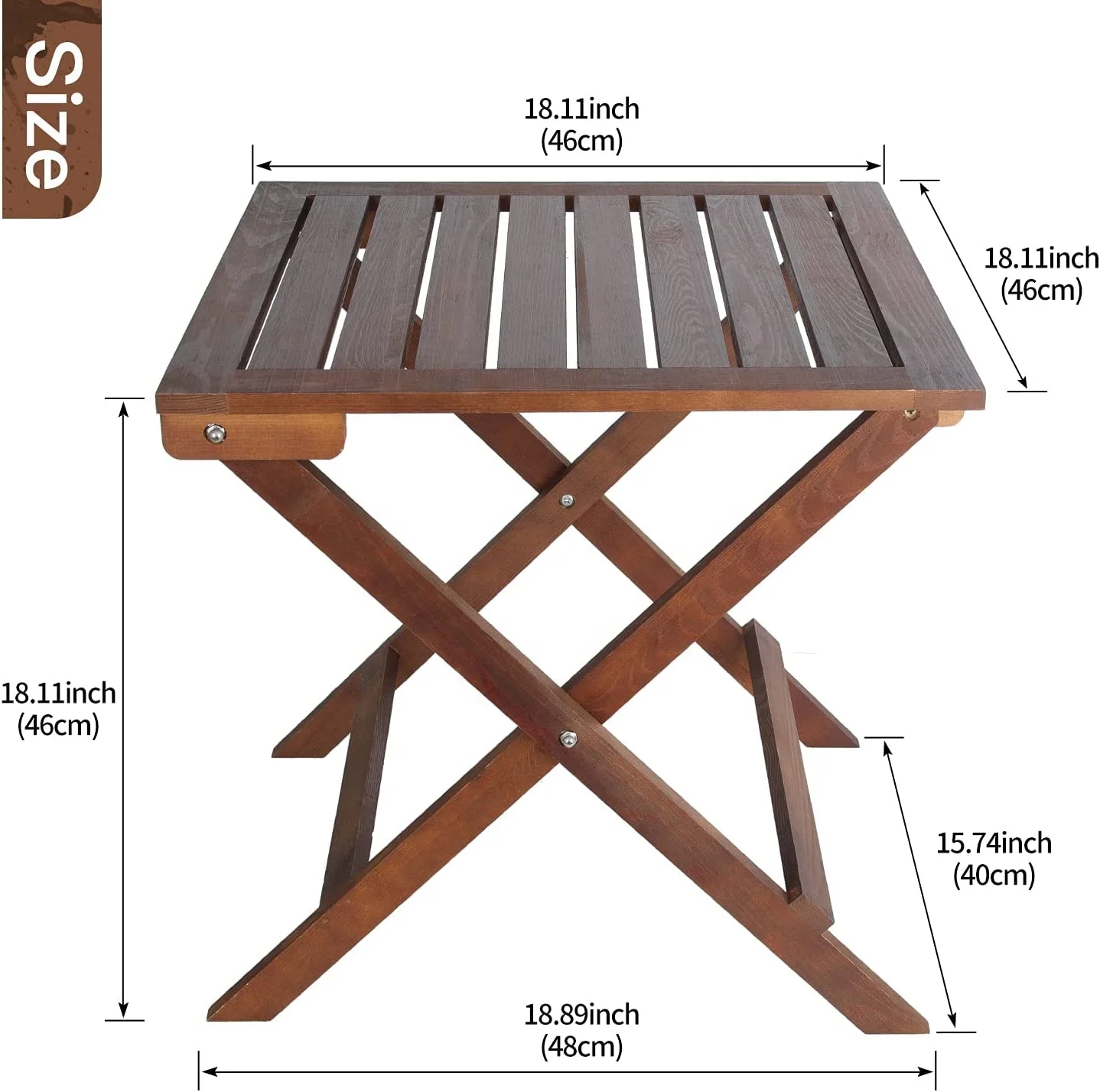 Side Table Coffee Folding Square Wood Patio Deck Garden Furniture