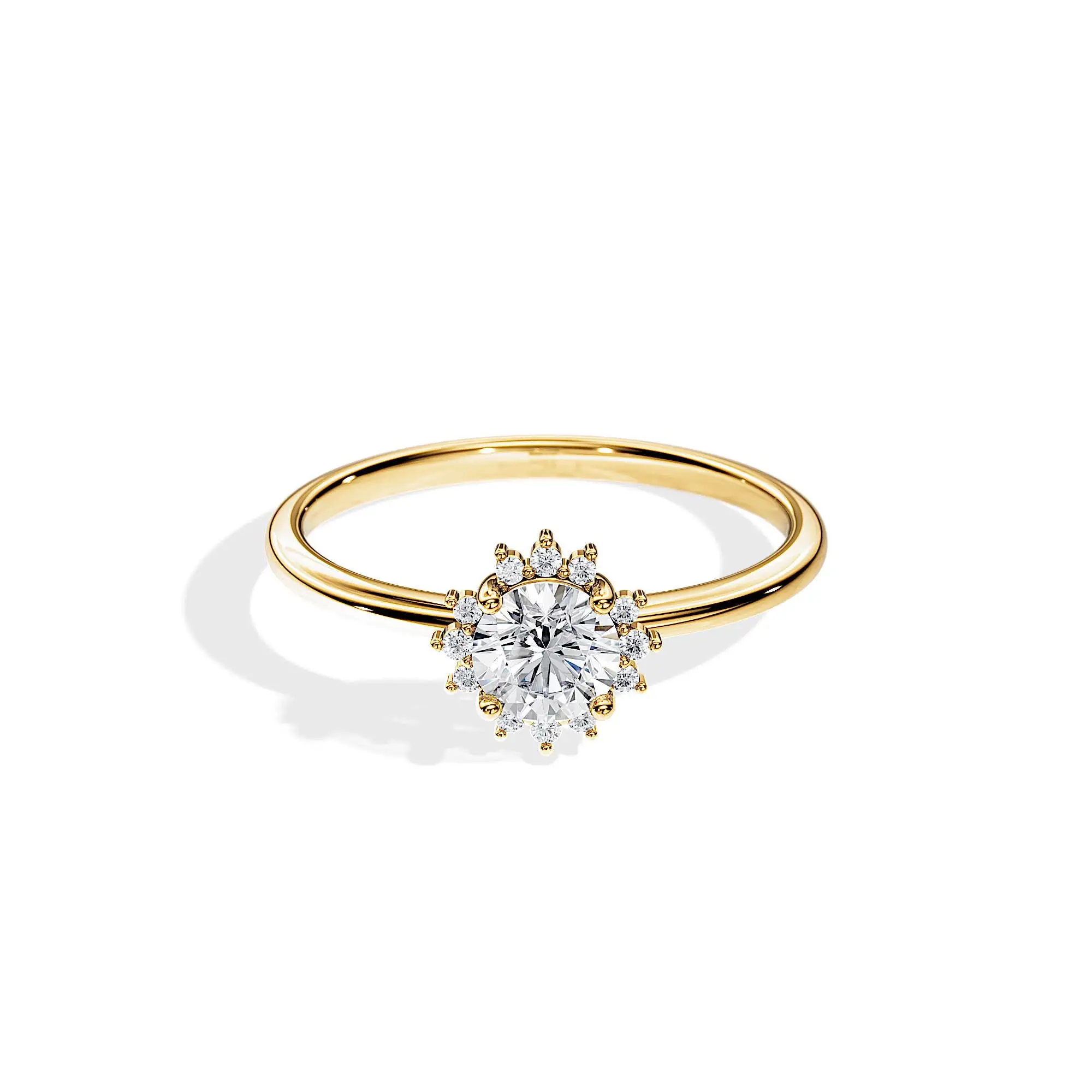0.5 Carat Lab Grown Diamond Ring Snowflake Diamond Ring Halo Ring 14K 18K Gold Engagement Diamond