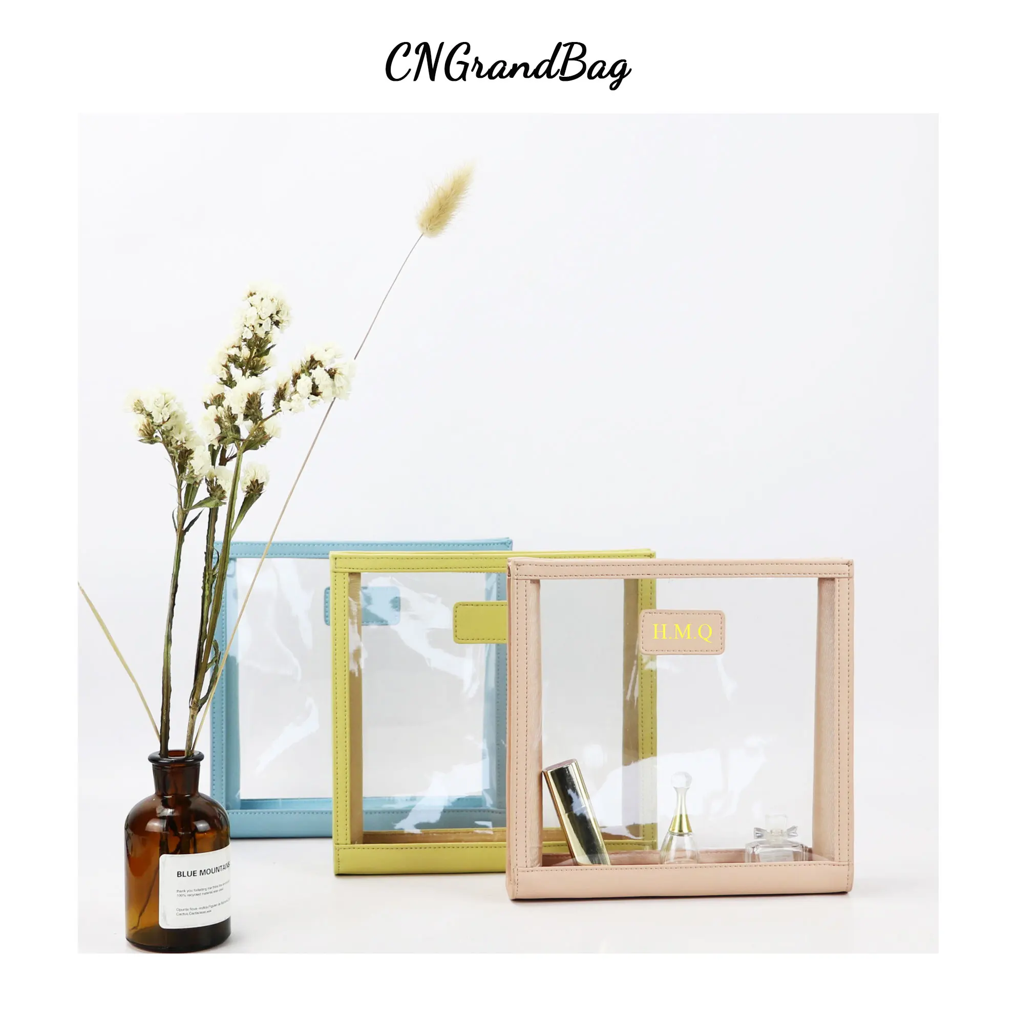 high quality clear PVC leather cosmetic bag pouch lady purses bags for women