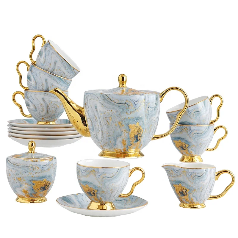European style small luxury high-end bone china coffee cup and saucer set English ceramic flower tea cup afternoon tea set