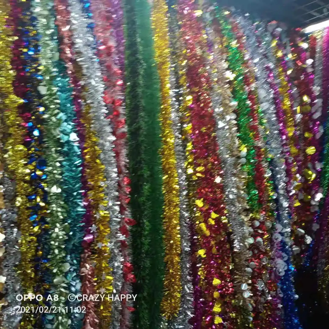 factory Wholesale Christmas and Holiday colourful tinsel garland for decoration